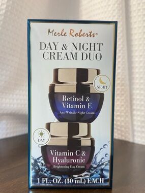 Merle Roberts Day & Night Cream Duo | Vitamin C, Hyaluronic Acid, Retinol | New